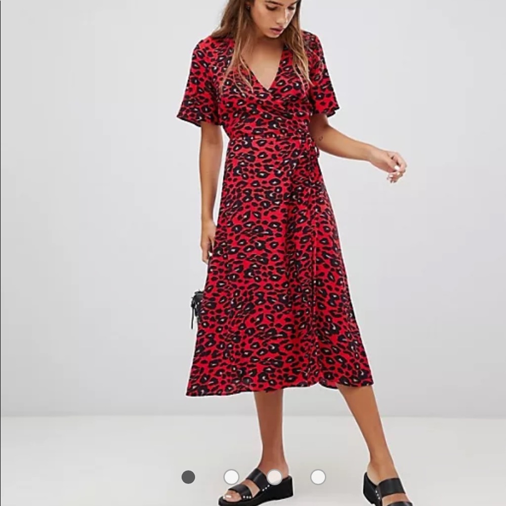New Look Animal Print Midi Wrap Dress